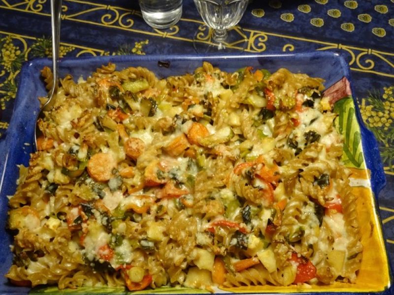 Pastaret med grøntsager, ovnbagt